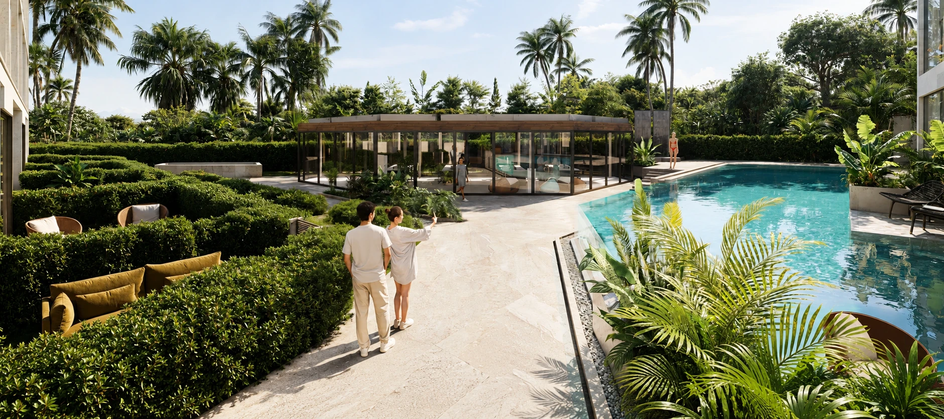 Rooftop pool and tropical views at Next Point